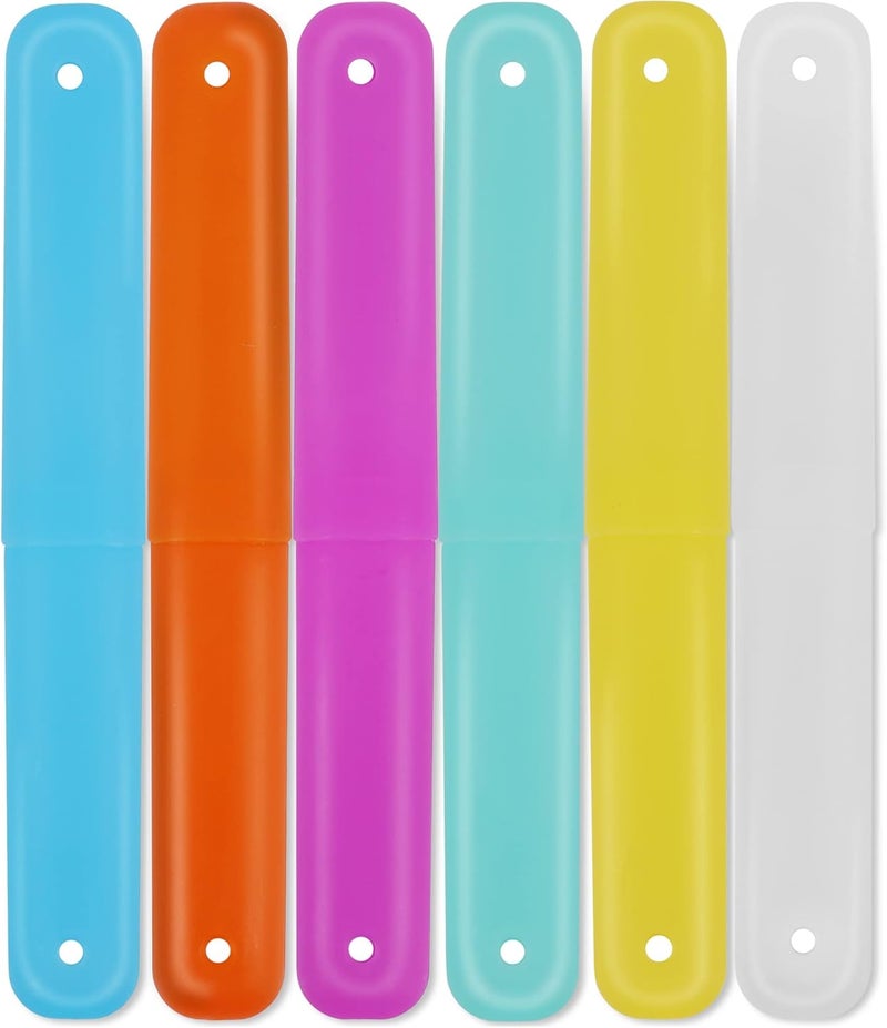 Cllayees 6 Pcs Travel Toothbrush Case Holder, Breathable Portable Toothbrush Container, Multiple Color Clear Toothbrush Holder for Home Trip Camping - Image 1